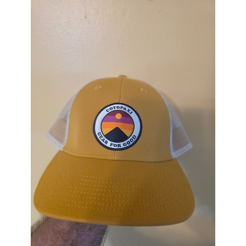 Cotopaxi Gear For Good Trucker Hat Mustard Yellow White Mesh Snapback Unisex